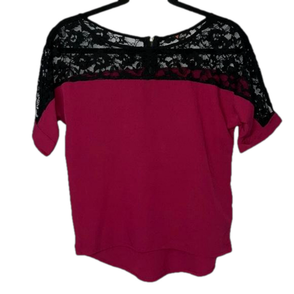 Guess Burgundy Short Sleeve Top